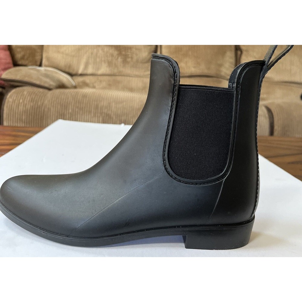 J. Crew Black Chelsea Rain Boots Women's Size 9 Pull On Waterproof Rubber Bootie